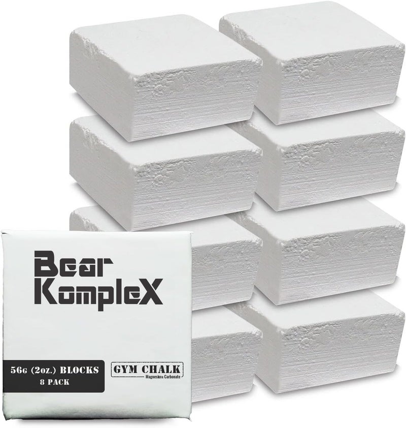 bear komplex - Gym Chalk Blocks - Pure Magnesium Carbonate Chalk for Weightlifting, Rock Climbing, Gymnastics, and Workout - Non Slip Grip for Hands, No Blisters and Tears - (8 pcs, 56g) - Image 1